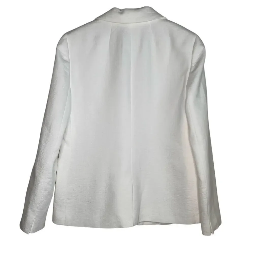 J. Crew Cotton/Linen Blend Double Breasted Textured Blazer White Women's Size 8 - Picture 10 of 10